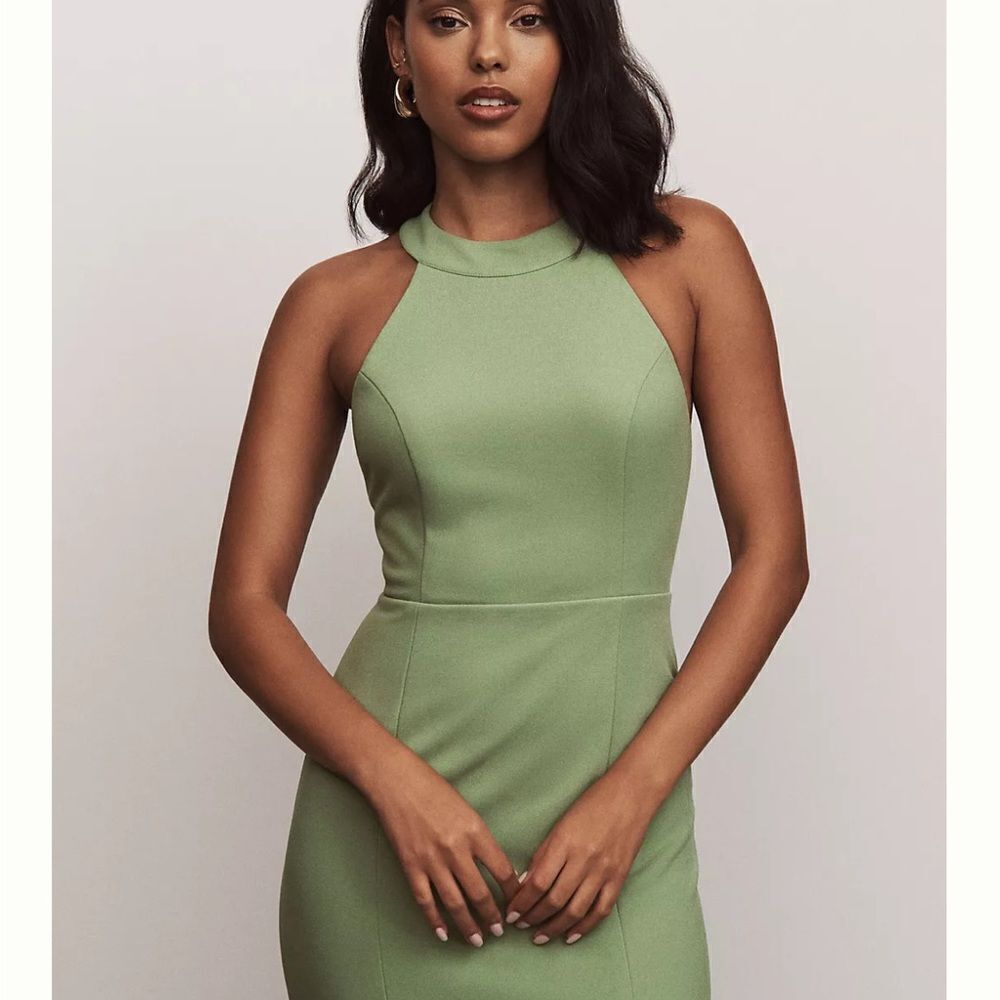 Anthropologie BHLDN Juliana High-Neck stretch crepe side-slit gown NWT $220